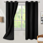 BGment Black Out Curtains 72 Inch Long - Black Blackout Curtains for Bedroom Thermal Insulated Double Layer Full Room Darkening Noise Reducing Grommet Drapes, 2 Panels of 42 x 72 Inch