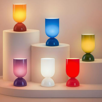 8.9" Modern Glass Table Lamp for Living Room, Dimmable Desk Lamps for Bedroom, UL Listed Nightstand Lamp with Dome Base, End Table Lamps for Home, Side Tables, College Dorm, Office, Glossy Purple