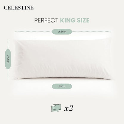 CELESTINE King Size Bed Pillows Set of 4 – Soft & Supportive Down Alternative Microfiber Filling, Plush White 36x20 Sleeping Pillows for Side and Back Sleepers, Breathable, Machine Washable