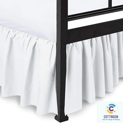 Ruffled Bed Skirt with Split Corners-Dust Ruffle - 16" Drop 100% Microfiber Soft,Sheen & Luxurious Look - Bed Skirts (White -King)