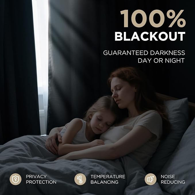 Joydeco Black 100% Blackout Curtains 72 Inch 2 Panels, Luxury Thermal Insulated Black Velvet Curtains for Bedroom Living Room, Soundproof Blackout Window Drapes, Rod Pocket & Back Tab (52W x 72L)