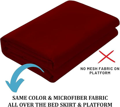 Ruffled Bed Skirt with Split Corners, Burgundy, Twin 12 Inch Drop Bedskirt, Hotel Quality Brushed Microfiber Wrinkle Free Dust Ruffle Bed Skirt Twin Size