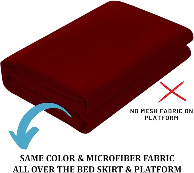 Ruffled Bed Skirt with Split Corners, Burgundy, King 14 Inch Drop Bedskirt, Hotel Quality Brushed Microfiber Wrinkle Free Dust Ruffle Bed Skirt King Size