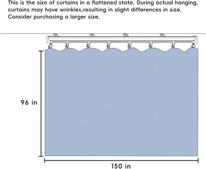 Room Divider Ceiling Mounted Curtains Track Sets Extra Wide Blackout Curtain Flexible Tracks for Bedroom Privacy Partition Separator, 1 Panel White Drape and White Rail, W12.5 x H8ft