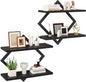 IBUYKE Floating Shelves,15 Inch Wall Shelf Set of 2,Wall Mounted Shelves,2 Tier Hanging Decorative Storage Shelf for Living Room, Bedroom, Bathroom, Kitchen TFS003B-2