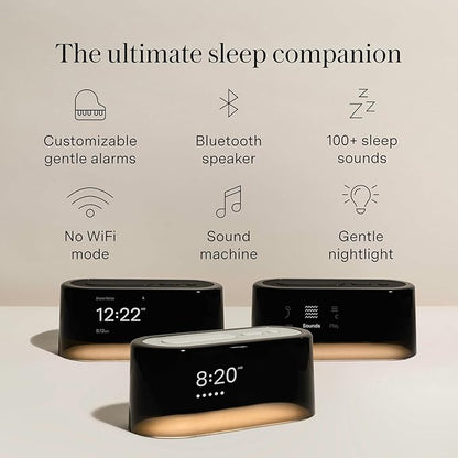 Loftie Alarm Clock with Sound Machine –Smart Alarm Clock w/Light, White Noise, Bluetooth Speaker, Night Light Sound Machine,100+ Sounds, Blackout Mode, No WiFi Mode, Optional Subscription-Midnight