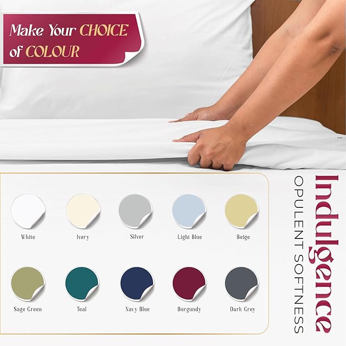 Mayfair Linen 100% Egyptian Cotton Queen Sheet Set - Luxury 1200 High Thread Count Egyptian Cotton Sheets Queen Size (4 PC, Navy Blue), Silky Soft, Cooling, 17" Deep Pocket Sateen Weave Hotel Bedding