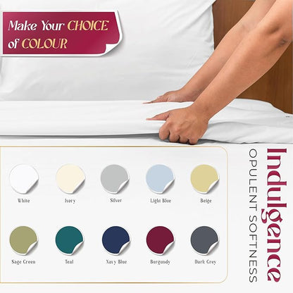 Mayfair Linen 100% Egyptian Cotton Sheets King Size - 1200 Thread Count King Size Sheets Set Egyptian Cotton, 4 PC Damask Luxury Bedsheet, Soft Cooling, 17" Deep Pocket Sateen Weave - White Stripe