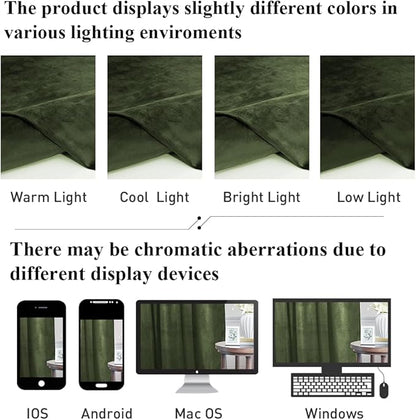 StangH Moss Green Velvet Curtains - Earthy Green Christmas Decor Cozy Room Darkening Privacy Drapes for Bedroom, Soft Room Divider Curtains for Apartment, W52 x L94, 2 Panels