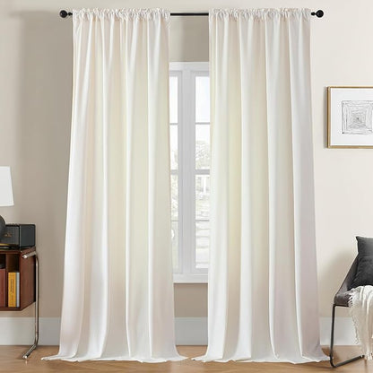 Joydeco Customized Velvet Curtains for Bedroom and Living Room, Heavy Duty Luxury Thermal Insulated White Velvet Curtains Rod Pocket 1 Panel, Custom Size