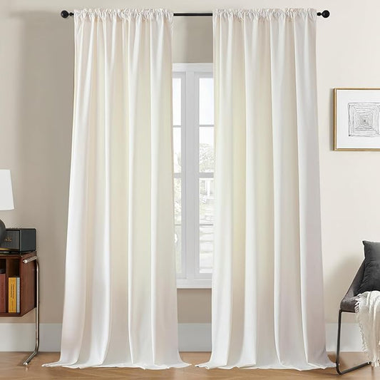 Joydeco Customized Velvet Curtains for Bedroom and Living Room, Heavy Duty Luxury Thermal Insulated White Velvet Curtains Rod Pocket 1 Panel, Custom Size
