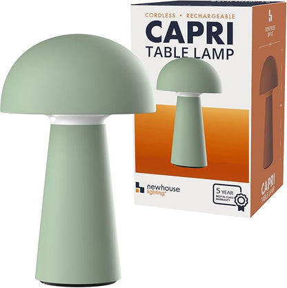 ‎Newhouse Lighting Capri, Sage Green 2700K Dimmable Cordless USB-C Rechargeable Table Lamp NHTL-CA-GN, Cordless Desk Lamp for Living Room, Bedroom, Coffee Table, and Other Cozy Home Decor