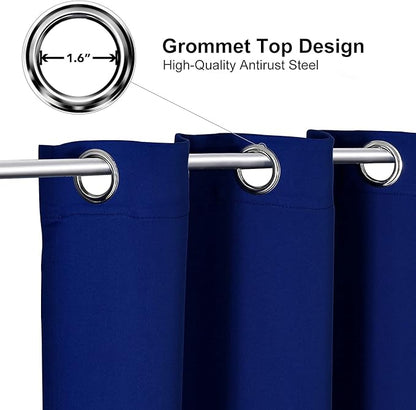 ChrisDowa Blackout Curtains 108 Inches Long 2 Panels Set for Living Room, Grommet Thermal Insulated Room Darkening Curtains for Bedroom (Royal Blue, 52 x 108 Inch)