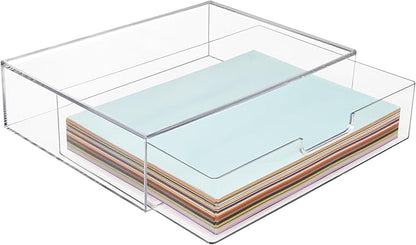 STORi STAX Plastic Stackable Organizer Drawer in Clear | 12.5-inches Wide | Organize Office Desk Accessories and Sort Letter-Size Paper | Made in USA