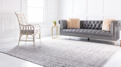 Unique Loom Del Mar Collection Area Rug - Jennifer (6' 1" Square, Gray/ Black)