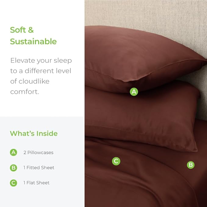 Cariloha Aloha Soft 4-Piece Sheet Set | Maroon Sunset | King | Made from 100% Viscose derived from Bamboo | Introductory Sheet Line