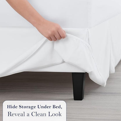 Luxury Pleated Bed Skirt, 18 Inch Tailored Drop Bed Skirt, Soft Double Brushed Premium Microfiber Bed Skirt, Easy Fit Bed Skirt, Fade & Wrinkle Resistant, Box Pleated King Size Bedskirts - White