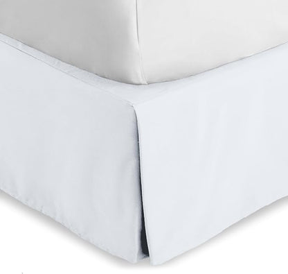 Bare Home Queen Bed Skirt - 15-Inch Tailored Drop Easy Fit - Bed Skirt for Beds - Center & Corner Pleats (Queen, White)