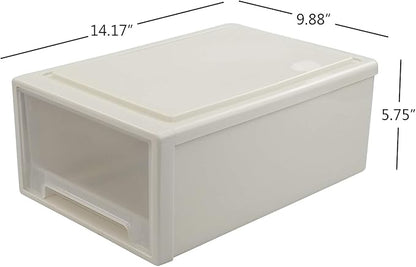 4 Pack Stacking Storage Chest Drawer, 12 Quart Organizer Box Bin
