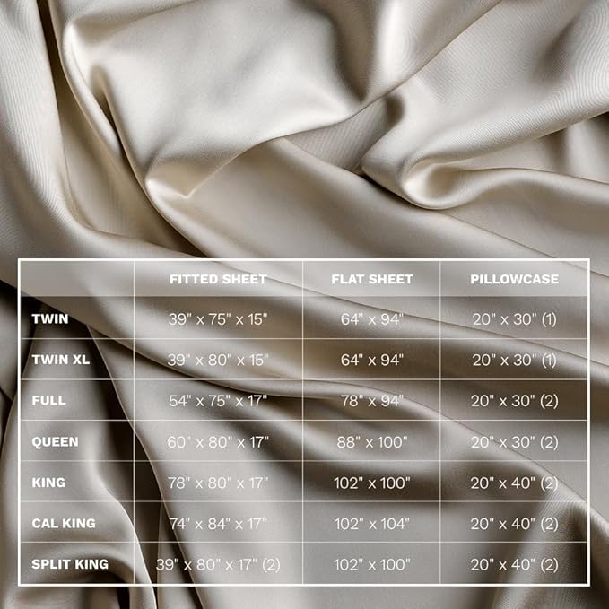 LUXOME Luxury Sheet Set | 100% Rayon (Viscose) from Bamboo | Twin XL - Dune | Deep Pockets | 3-Piece Set (Fitted, Flat, Pillowcase)