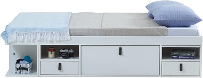 memomad Bali Storage Platform Bed with Drawers (Full Size, Off White)