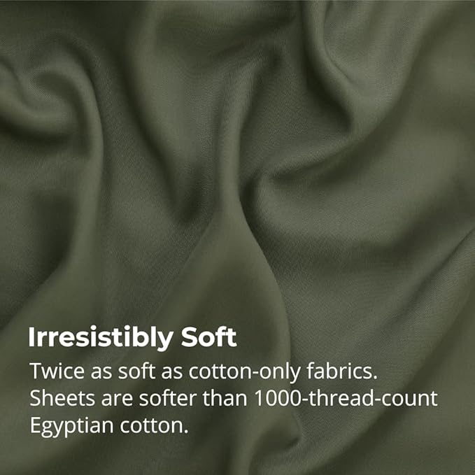 Cariloha Aloha Soft 4-Piece Sheet Set | Coastal Pine | Split King | Made from 100% Viscose derived from Bamboo | Introductory Sheet Line
