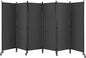 GOFLAME 6 Panel Folding Room Divider, 6FT Rolling Privacy Screen with Lockable Wheels, Portable Room Partition Screen, Freestanding Wall Divider and Separator for Home Office, Grey