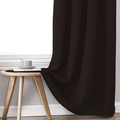 ChrisDowa 100% Blackout Curtains for Bedroom with Black Liner, 2 Thick Layers Total Blackout Thermal Insulated Grommet Window Curtains 2 Panels Set (Brown, 52 x 72 Inch)