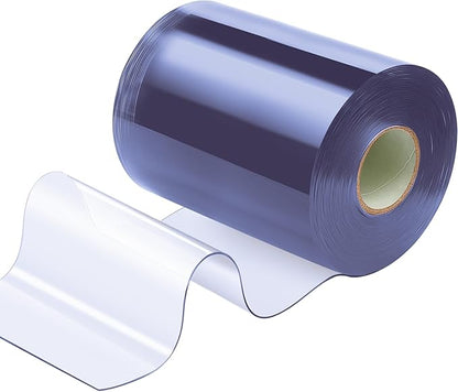 Moukeren Plastic Door Curtain for Winter 50 ft x 12 Inch Thermal Insulated Garage Door Strip Curtains Smooth Waterproof Clear PVC Strip Curtain for Warehouse Freezer Garage, 0.08" Thickness(Classic)