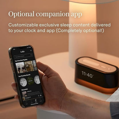 Loftie Alarm Clock with Sound Machine –Smart Alarm Clock w/Light, White Noise, Bluetooth Speaker, Night Light Sound Machine,100+ Sounds, Blackout Mode, No WiFi Mode, Optional Subscription-Midnight