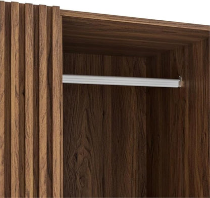 Pemberly Row Contemporary Wood Wardrobe Closet in Walnut Finish