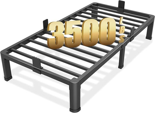 FUIOBYVV 10 Inch Twin Bed Frame with Round Corner Edge Legs 3500 lbs Metal Heavy Duty Steel Slats Support No Box Spring Needed Platform Noise Free Easy Assembly