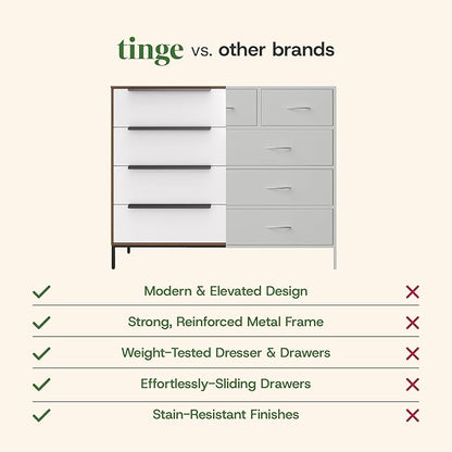 Lira Premium Fabric Dresser - Solid Wooden Frame, 8 Spacious Sag-Proof Drawers with Sleek Metal Handles - Premium & Durable Storage Solution for Your Home (Dark Brown)