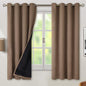 BGment Total Thermal Insulated 100% Blackout Curtains for Bedroom with Black Liner, Double Layer Full Room Darkening Noise Reducing Grommet Curtain (52 x 63 Inch, Taupe, 2 Panels)