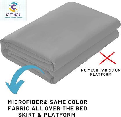 Cottingon Ruffled Bed Skirt with Split Corners-Dust Ruffle - 14" Drop 100% Microfiber Soft,Sheen & Luxurious Look - Bed Skirts (Light Grey -King)