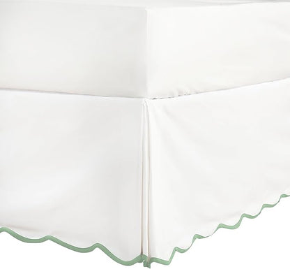 HIG Off-White Chic Queen XL Bed Skirt - Easy Fit Scallop Edge Pleated Bedskirts, 14 Inch Drop Anti-Slip Dust Ruffle, Thick Fabric for Enhanced Privacy, Pre-Washed for Long-Lasting Use(N60022)