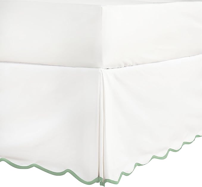 HIG Off-White Chic King Bed Skirt - Easy Fit Scallop Edge Pleated Bedskirts, 14 Inch Drop Anti-Slip Dust Ruffle, Thick Fabric for Enhanced Privacy, Pre-Washed for Long-Lasting Use(N60022)