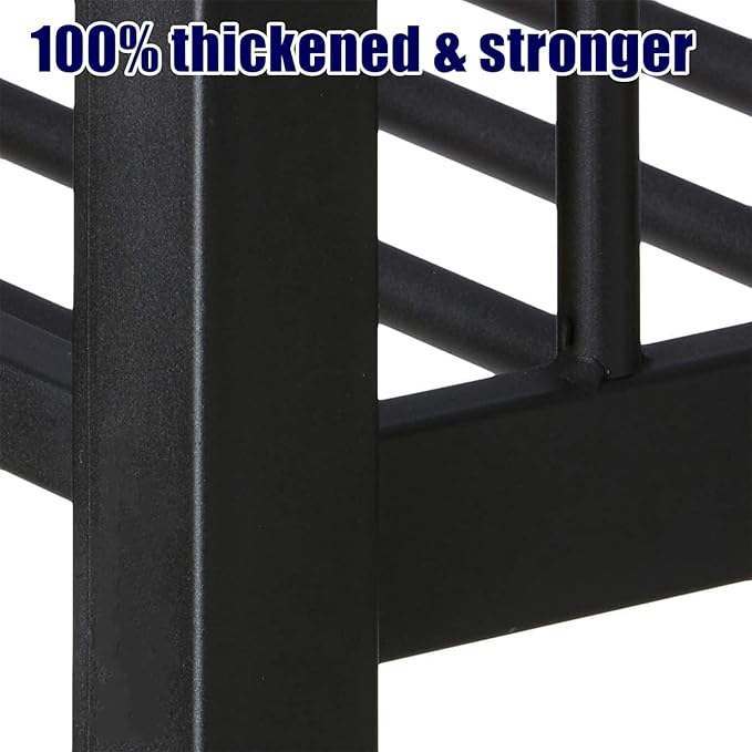 Higher Quality & Stronger Heavy Duty Metal Bunk Bed Frame Queen Over Queen Size for Adults Teens, Thickened More Stable Steel Bunkbed (Queen Over Queen-B)