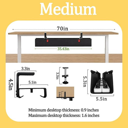 No Drill Under-Desk Cable Management Tray, Desktop Cable Organizer, Fabric Storage Tray, Two Installation Methods, Suitable for Office/Home Use. (13 * 35in)