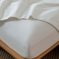 MooMee Fitted Bottom Sheet Only 100% Washed Cotton Linen Like Textured Breathable Durable Soft Comfy Deep Pocket Fits Mattress up to 17" (Off White, King)