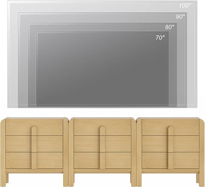 WAMPAT 3 in 1 9 Drawer Dresser for Bedroom, 94.5" Wide Mid Century Modern Wide Chest of Drawer, Wood Tall Nightstand with Curved Edge Handles, Closet Dresser TV Stand for Bedroom, Oak