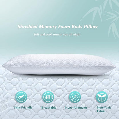Extra Long Body Pillow Memory Foam 160x50cm – Body Pillows for Anime Pillowcase – with Cooling Cover 20 x 63 inches