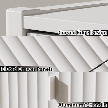White 5 Drawer Dresser, Modern Tall Dresser for Bedroom, Fluted Wood Chest of Drawers with Deep Drawers for Clothes, Storage Cabinet for Bedroom, Living Rooms, Offices, Entryways