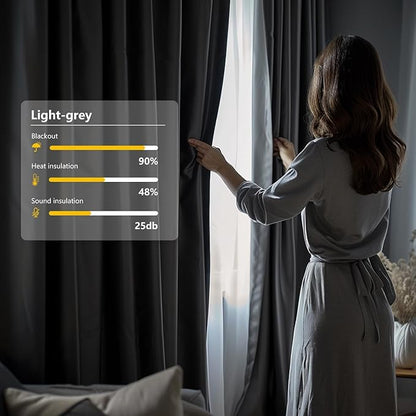 Room Divider Blackout Curtain Track Curtains Wall Dividers Panels Screen for Living Rooms Bedroom Office Privacy Partition Separation, W180 × L120 Inch,1 Panel, Light Grey