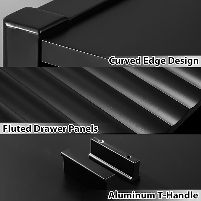 Black 4 Drawer Dresser, Modern Chest of Drawers for Bedroom, Wood Storage Dresser Organizer with Deep Drawers for Clothes, Nightstand for Bedroom, Hallway, Living Room, Entryway