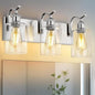 3-Light Bathroom Vanity Light, Brushed Nickel Wall Sconce, Modern Bathroom Light with Clear Glass, VL01BN-3