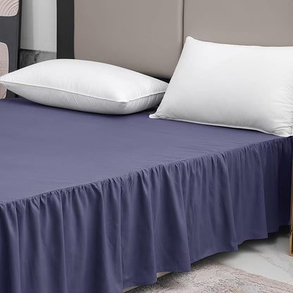 TSUTOMI Navy Blue Bed Skirt King Size Ruffled Bed Skirt with Split Corners, King Bed Skirt 16 Inch Drop, King Size Bed Skirt Grey for Ruffled Bed Skirt with Split Corners, Bed Skirt King Size