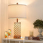Crystal Table Lamps 3-Way Dimmable Bedroom Lamp with 2 USB Ports & AC Outlets for Living Room Retro Bedside Nightstand Lamp Night Light (Rose Gold- 1 Pack 24In)