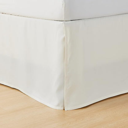 Amazon Basics Lightweight Pleated Bed Skirt, Full, Off White, Solid