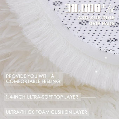 OLANLY 9x12 Machine Washable Large Area Rugs for Living Room, Bedroom, Soft Fluffy Shaggy Bedside Rug, Indoor Floor Carpet for Kids Girls and Boys, Dorms, Nursery, Home Decor Aesthetic, Ivory